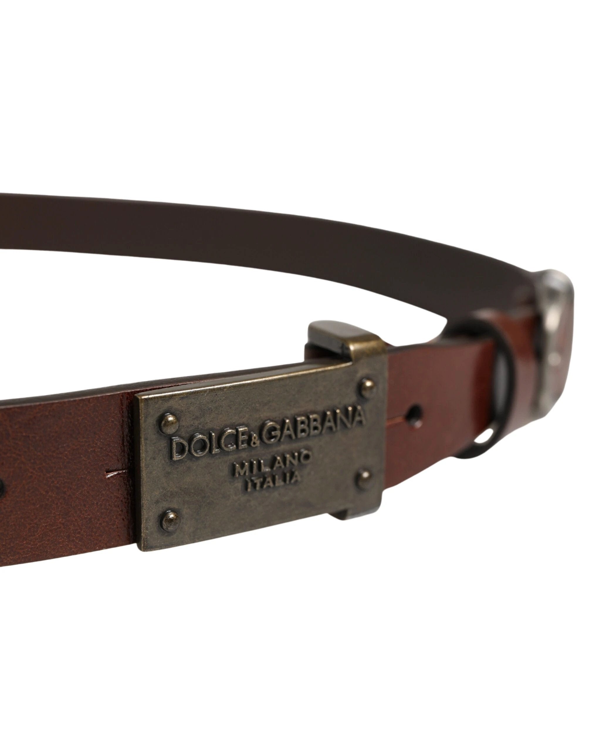 Ceinture homme Dolce &amp; Gabbana en cuir marron avec logo et boucle métallique