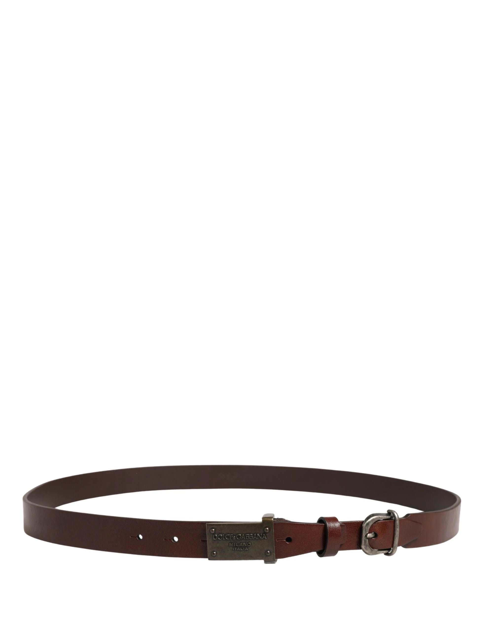 Ceinture homme Dolce &amp; Gabbana en cuir marron avec logo et boucle métallique