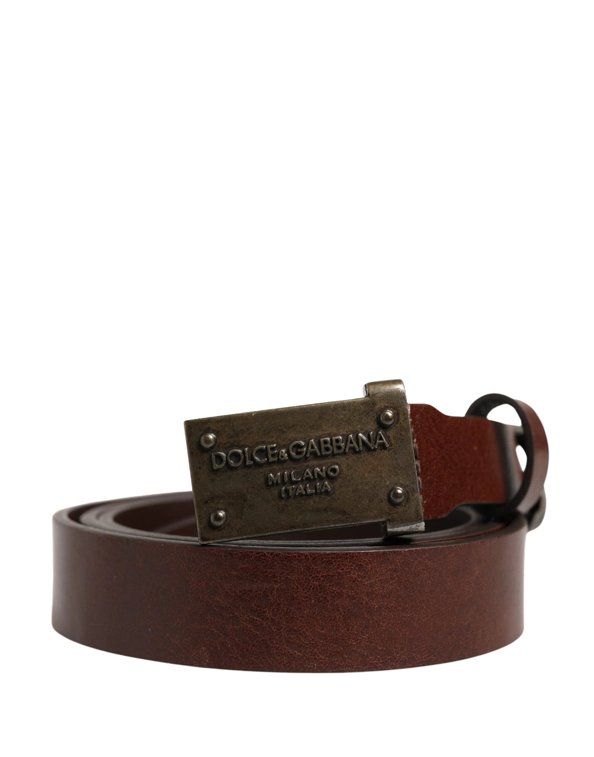 Ceinture homme Dolce &amp; Gabbana en cuir marron avec logo et boucle métallique