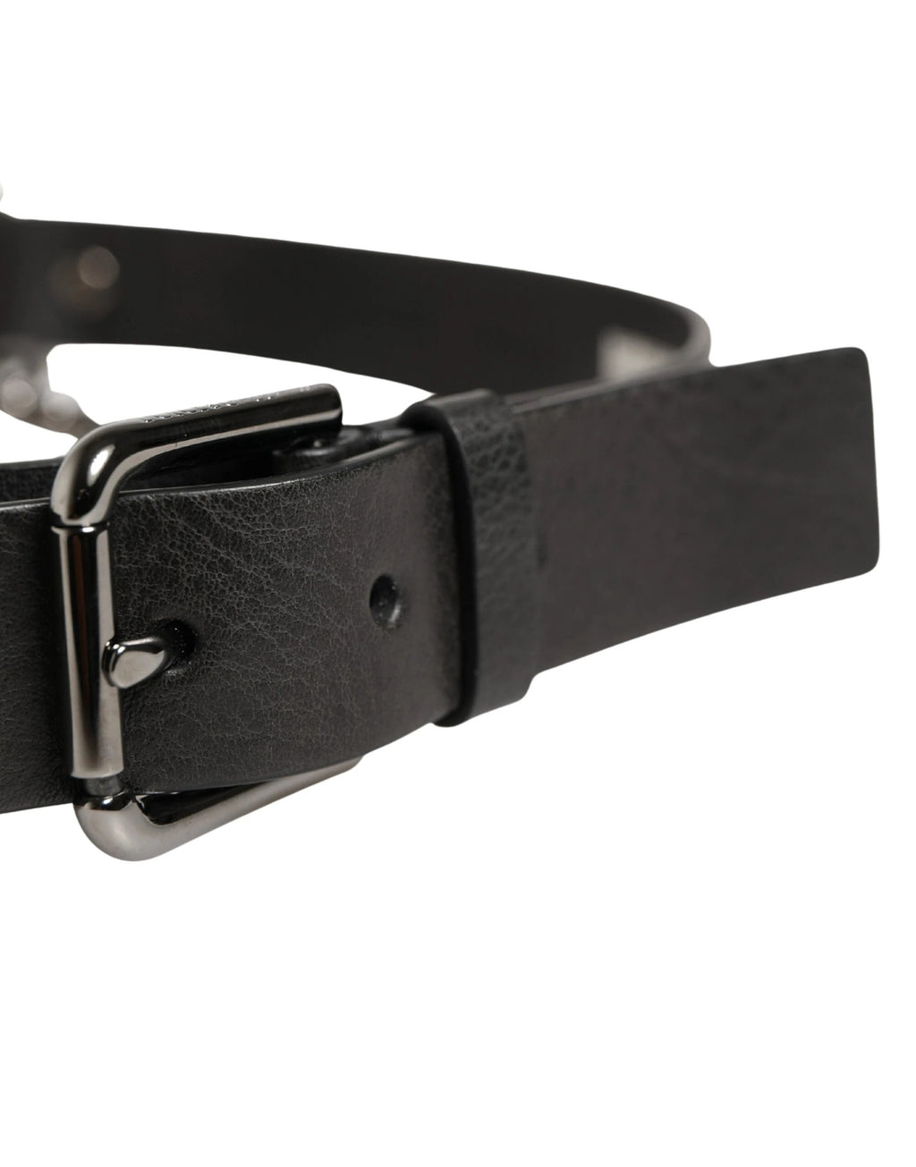 Ceinture homme Dolce &amp; Gabbana en cuir noir avec chaîne argentée