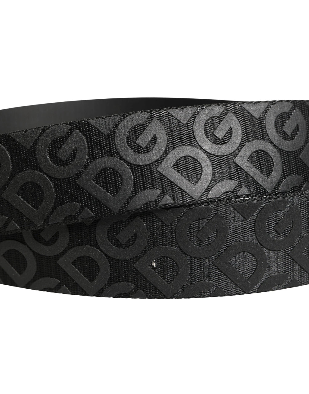 Ceinture Dolce &amp; Gabbana à monogramme noir et boucle en métal argenté