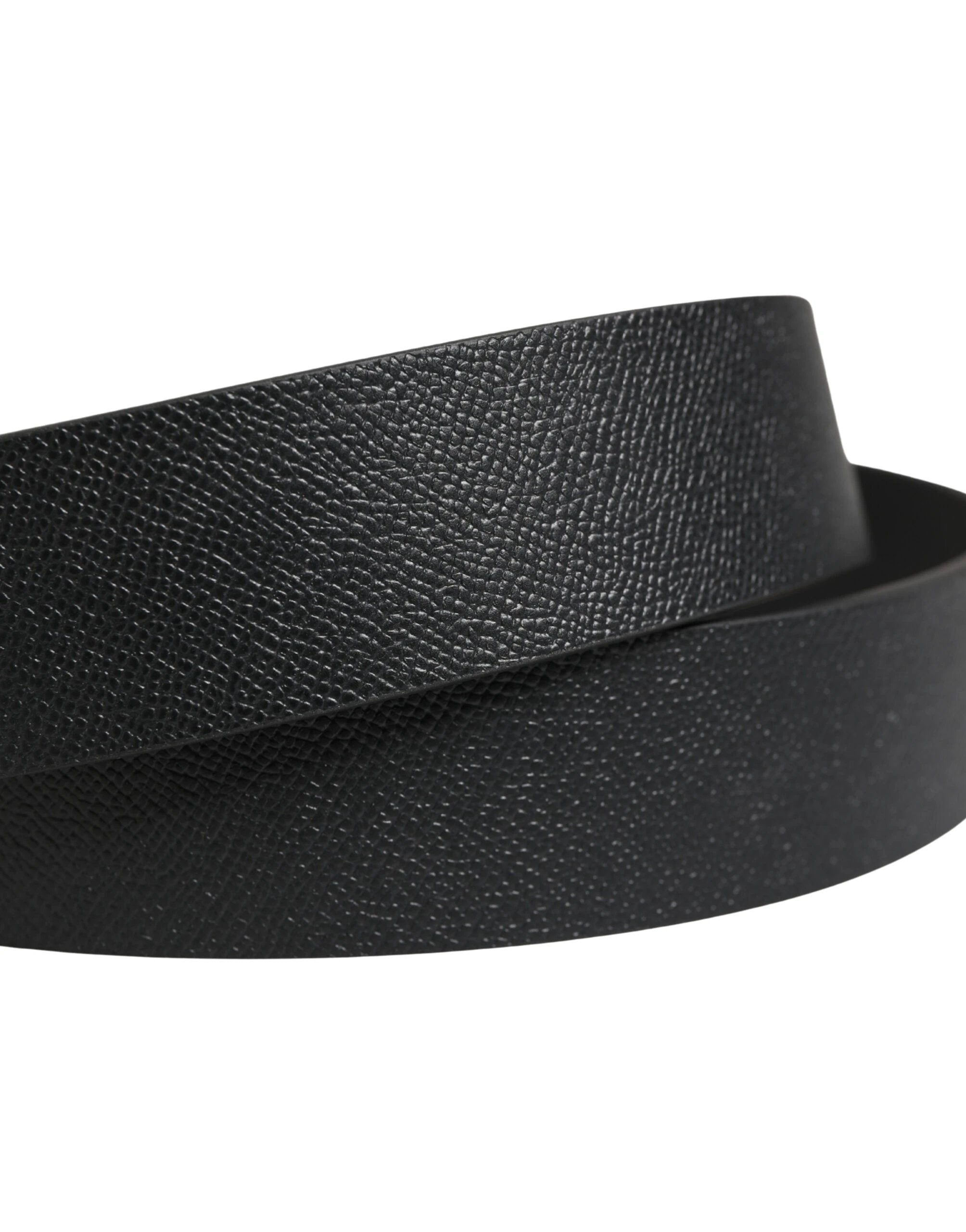 Ceinture Dolce &amp; Gabbana en cuir de veau noir avec boucle en métal argenté