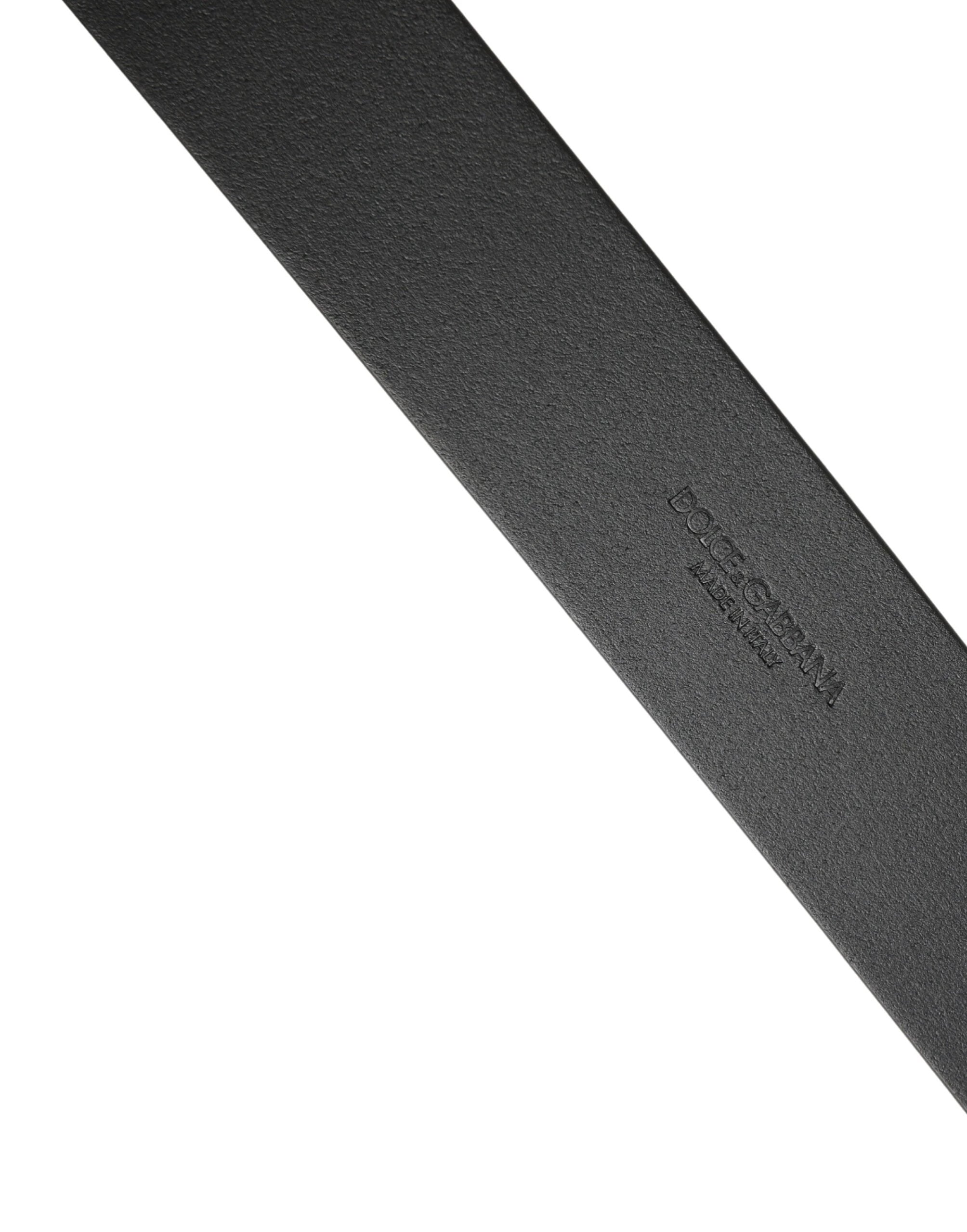 Ceinture Dolce &amp; Gabbana en cuir de veau noir avec boucle en métal argenté