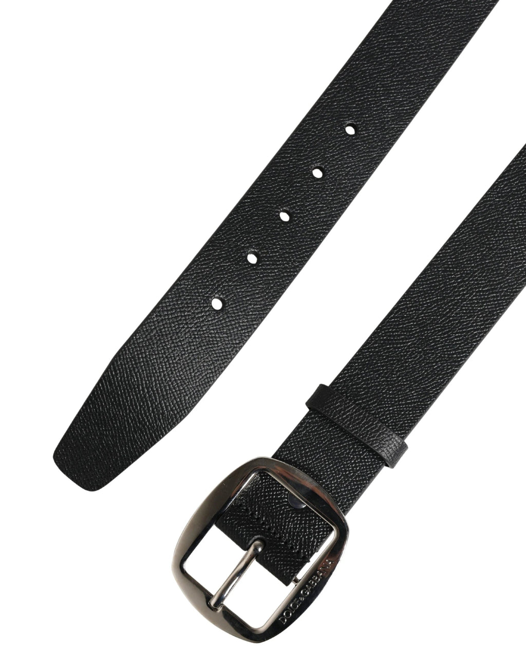 Ceinture Dolce &amp; Gabbana en cuir de veau noir avec boucle en métal argenté