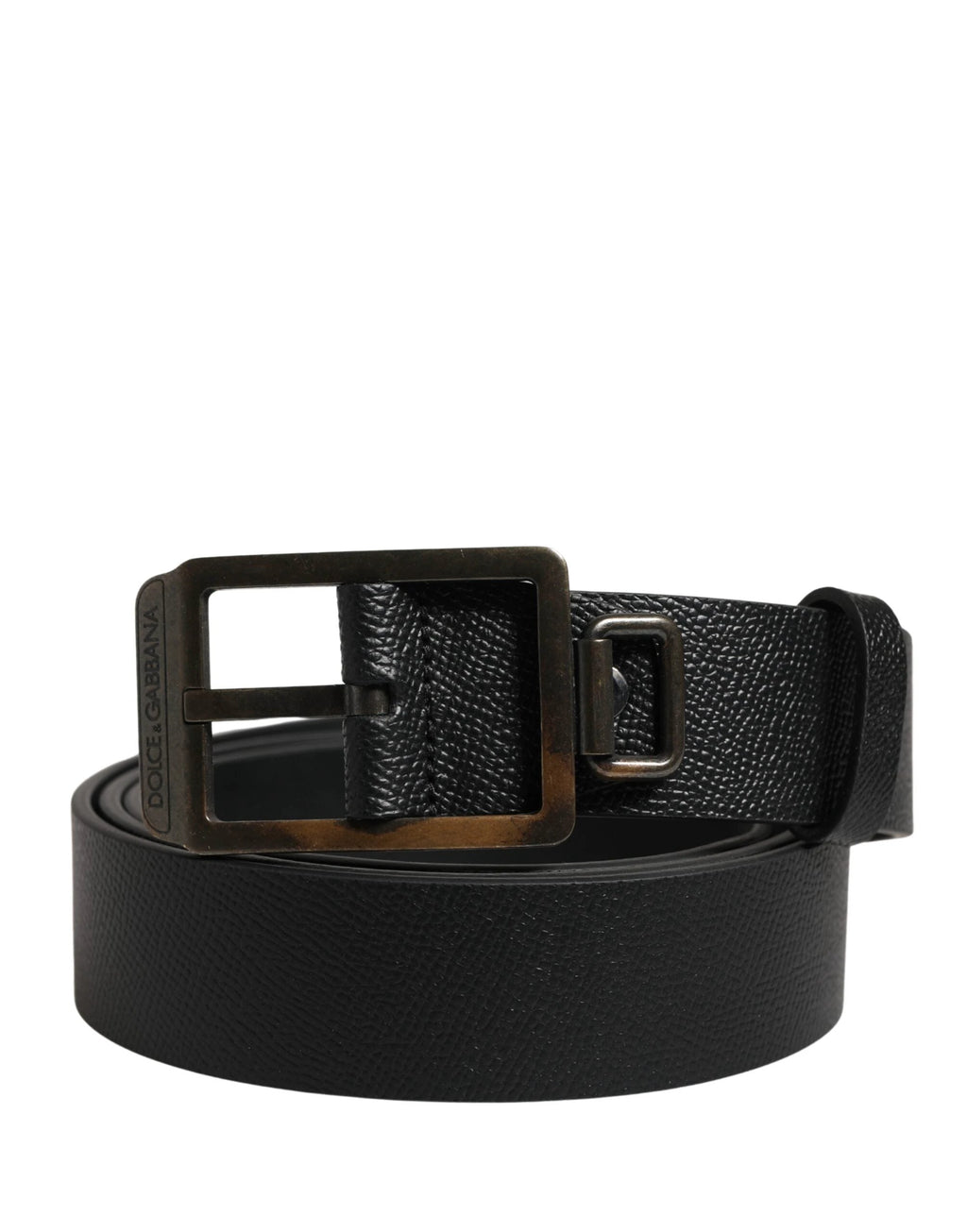 Ceinture Dolce &amp; Gabbana en cuir de veau noir avec boucle en métal doré
