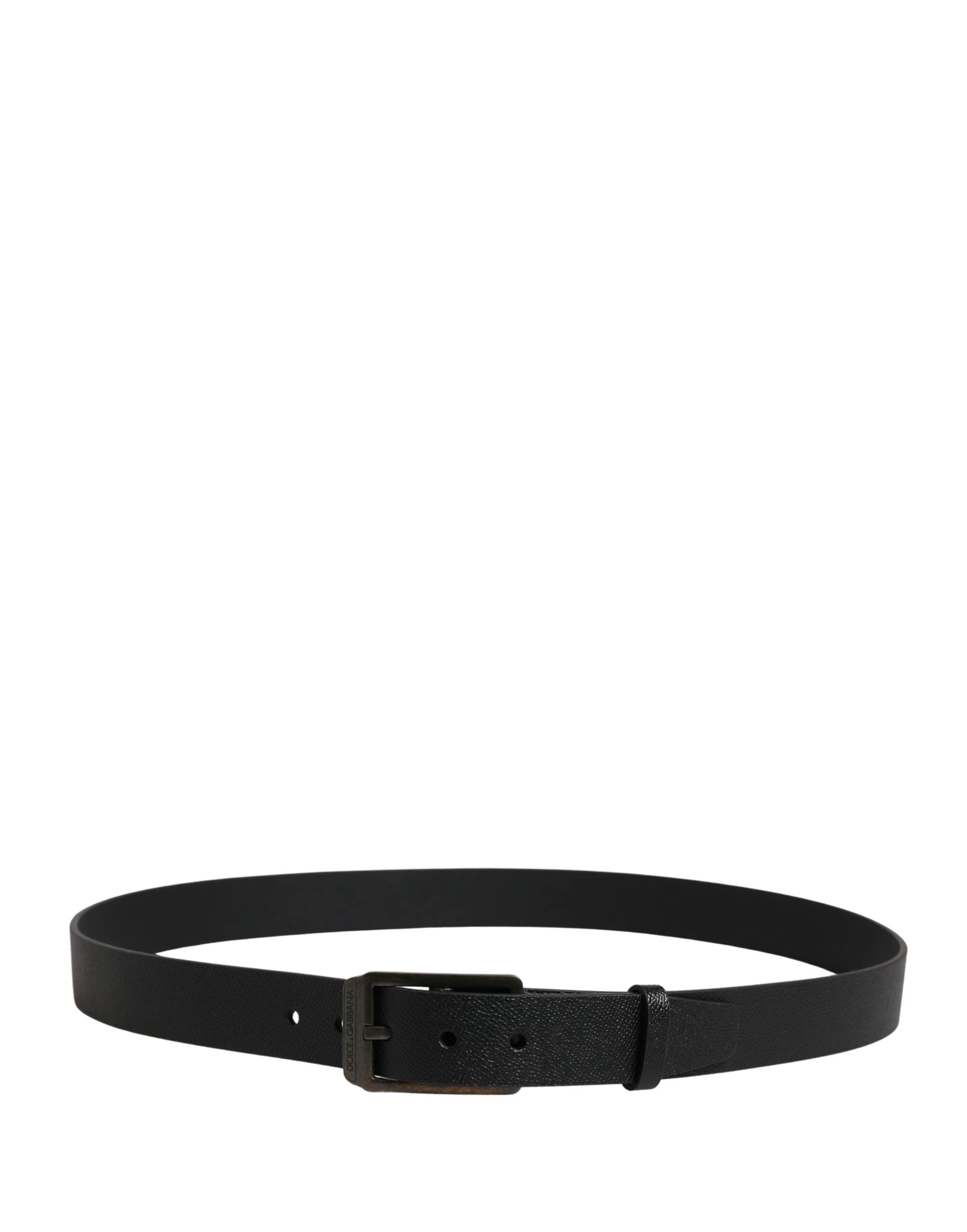 Ceinture Dolce &amp; Gabbana en cuir de veau noir avec boucle en métal doré