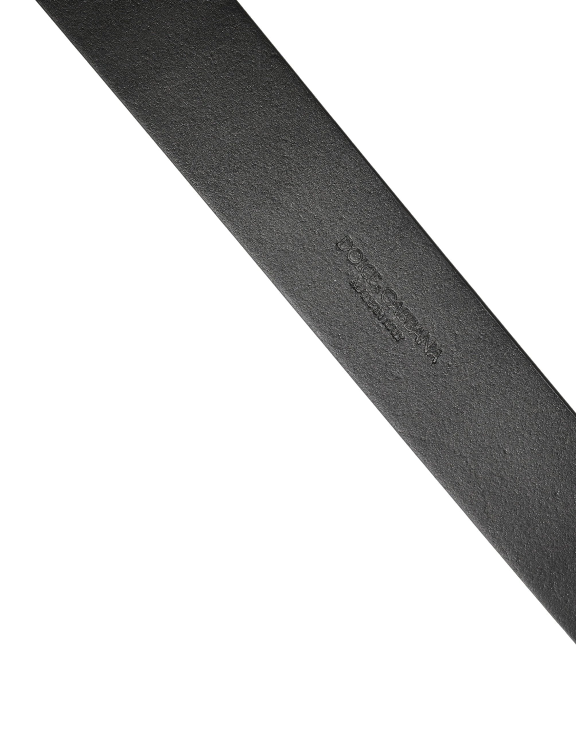 Ceinture Dolce &amp; Gabbana en cuir de veau noir avec boucle en métal argenté