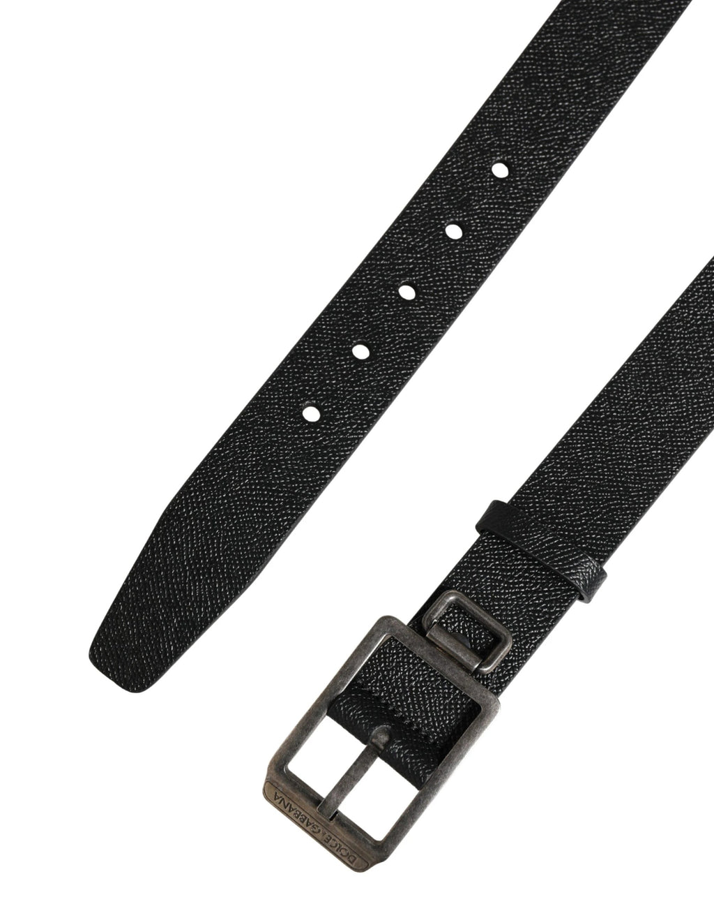 Ceinture Dolce &amp; Gabbana en cuir de veau noir avec boucle en métal argenté