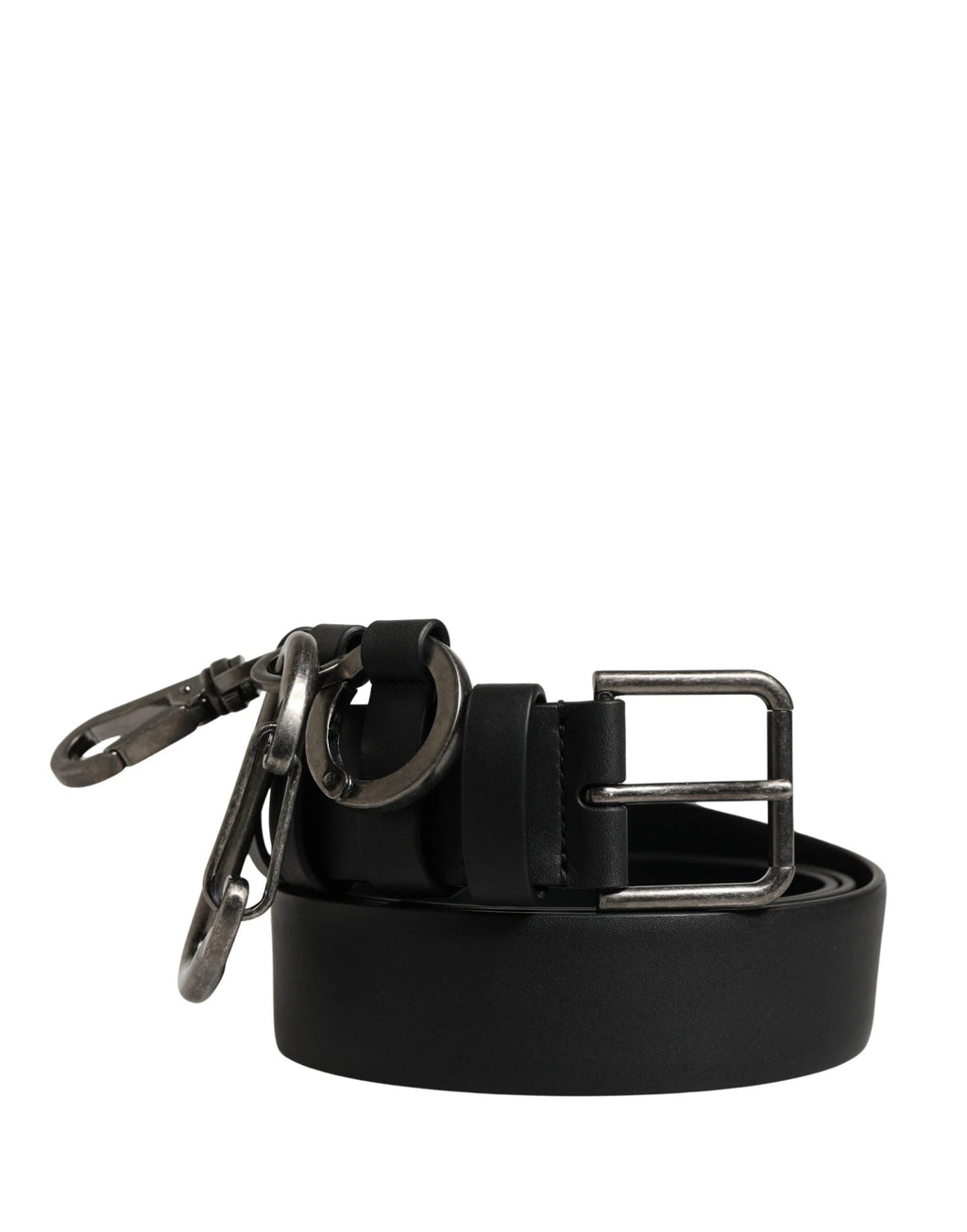 Ceinture Dolce &amp; Gabbana en cuir de veau noir avec boucle en métal argenté