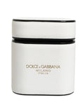 Dolce & Gabbana White Calf Leather Logo Print Flip Holder Airpods Case Dolce & Gabbana