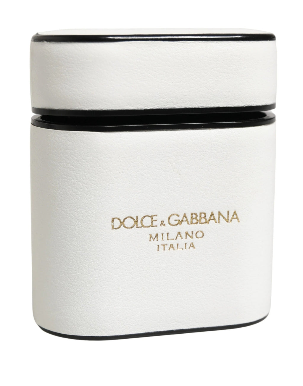 Dolce & Gabbana White Calf Leather Logo Print Flip Holder Airpods Case Dolce & Gabbana