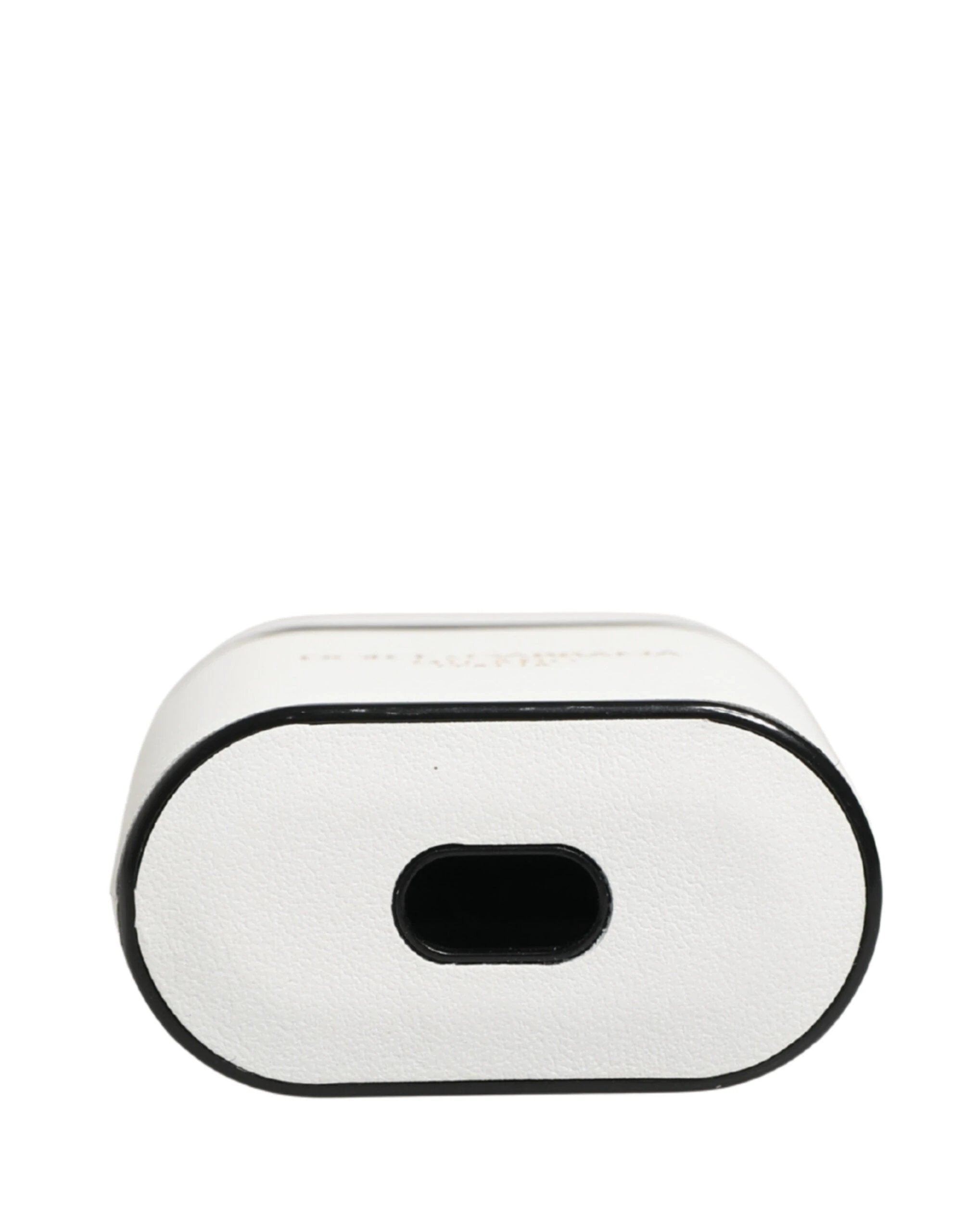 Dolce & Gabbana White Calf Leather Logo Print Flip Holder Airpods Case Dolce & Gabbana