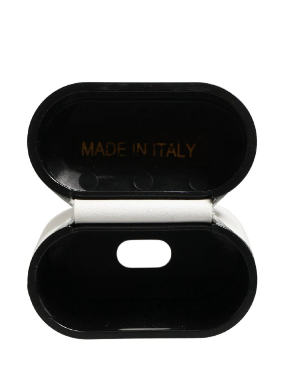 Dolce & Gabbana White Calf Leather Logo Print Flip Holder Airpods Case Dolce & Gabbana