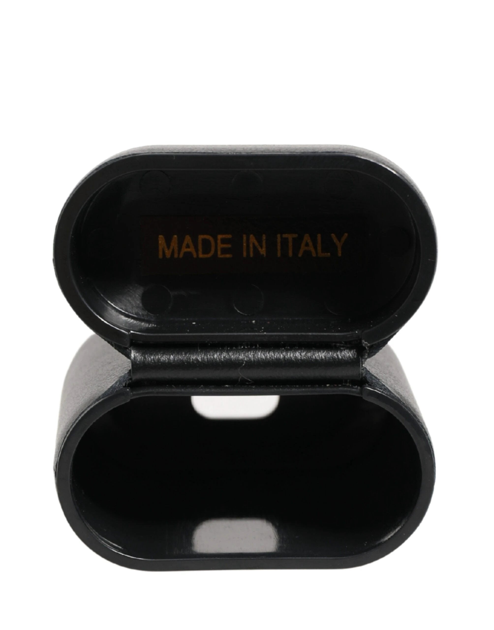 Étui à rabat Dolce &amp; Gabbana en cuir de veau noir imprimé du logo pour AirPods
