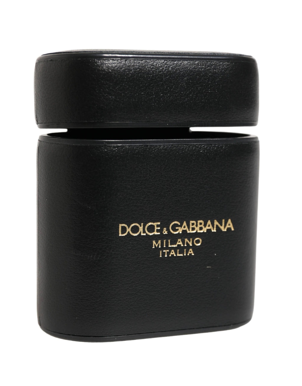 Étui à rabat Dolce &amp; Gabbana en cuir de veau noir imprimé du logo pour AirPods