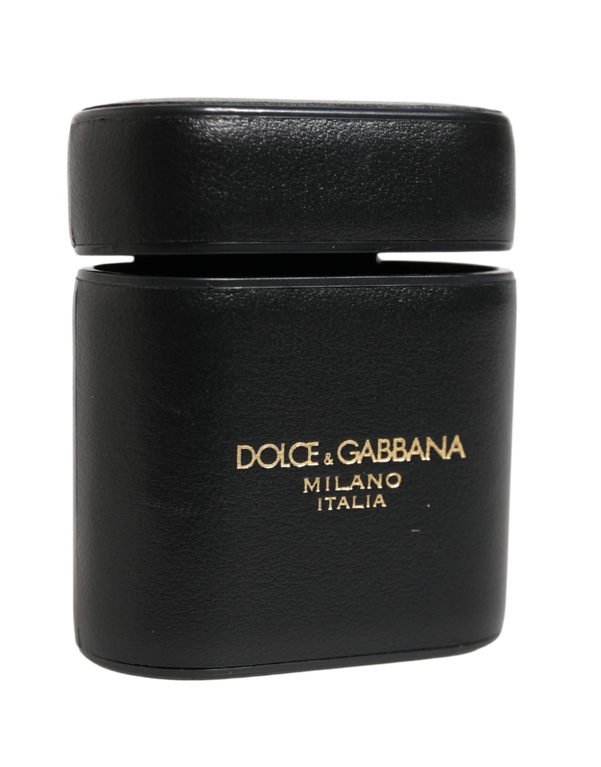 Étui à rabat Dolce &amp; Gabbana en cuir de veau noir imprimé du logo pour AirPods