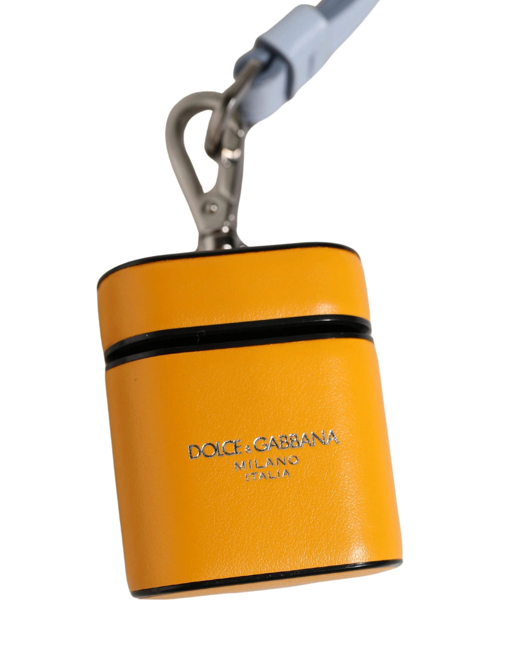 Étui Dolce &amp; Gabbana en cuir de veau jaune avec logo et dragonne pour AirPods