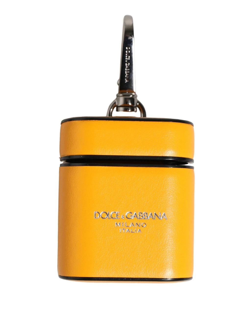 Étui Dolce &amp; Gabbana en cuir de veau jaune avec logo et dragonne pour AirPods