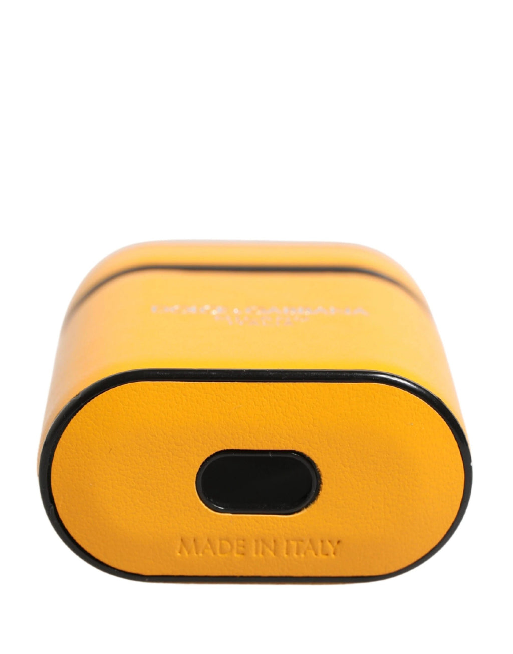 Étui Dolce &amp; Gabbana en cuir de veau jaune avec logo et dragonne pour AirPods
