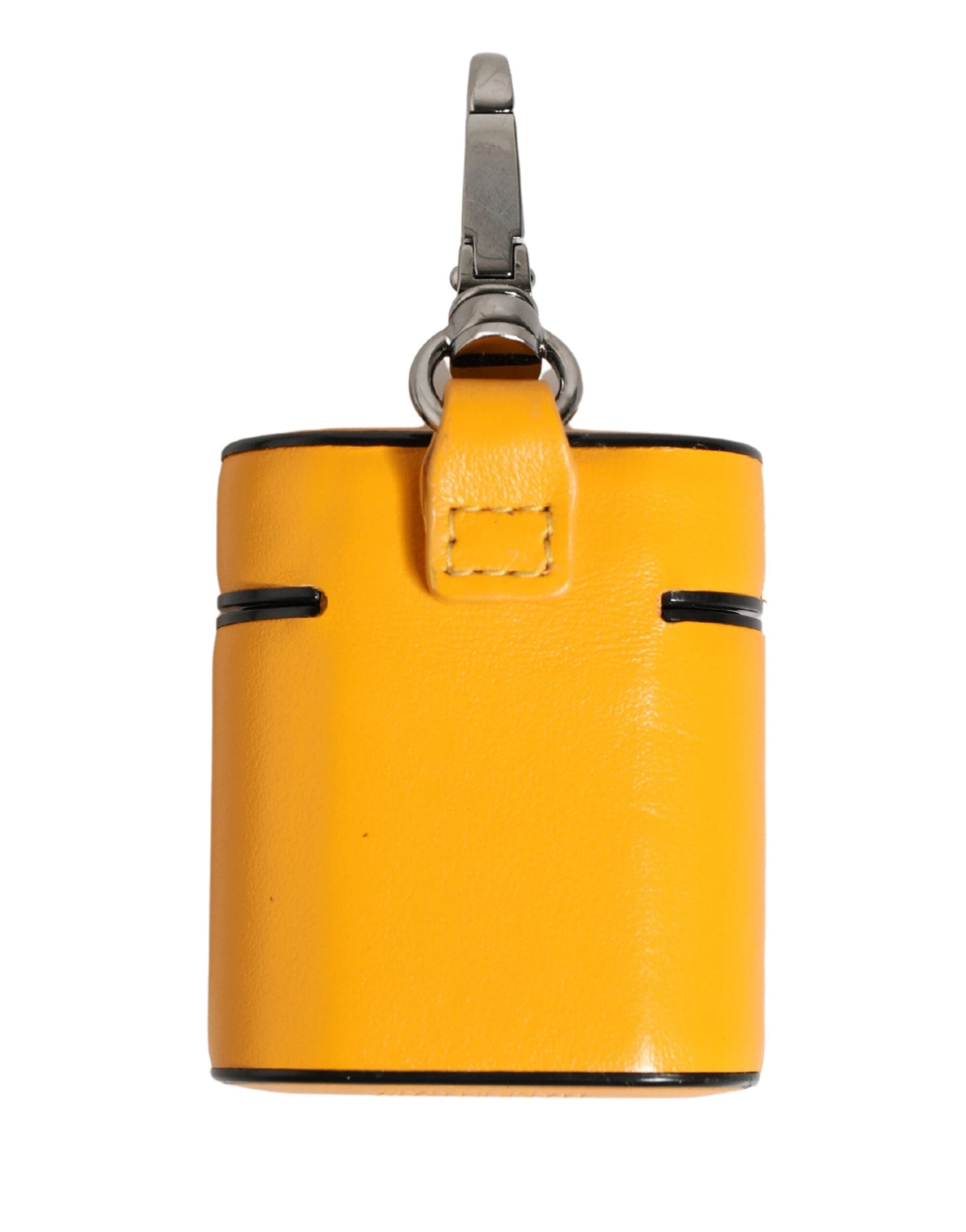 Étui Dolce &amp; Gabbana en cuir de veau jaune avec logo et dragonne pour AirPods