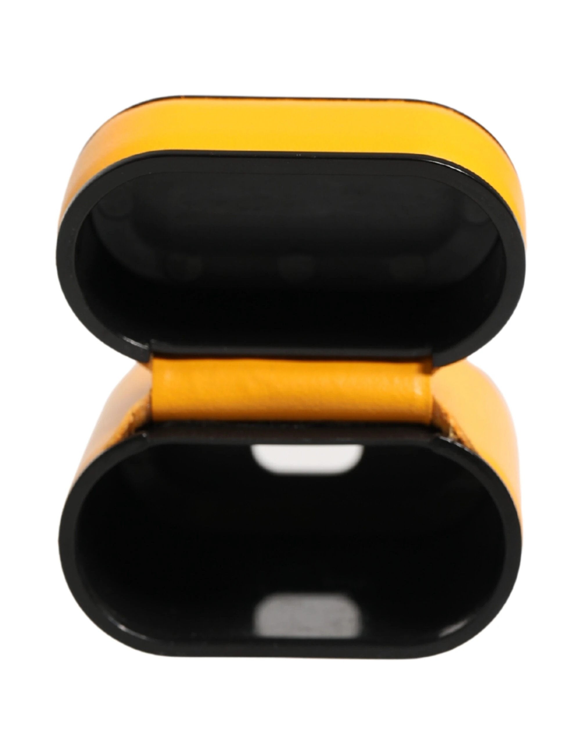Étui Dolce &amp; Gabbana en cuir de veau jaune avec logo et dragonne pour AirPods