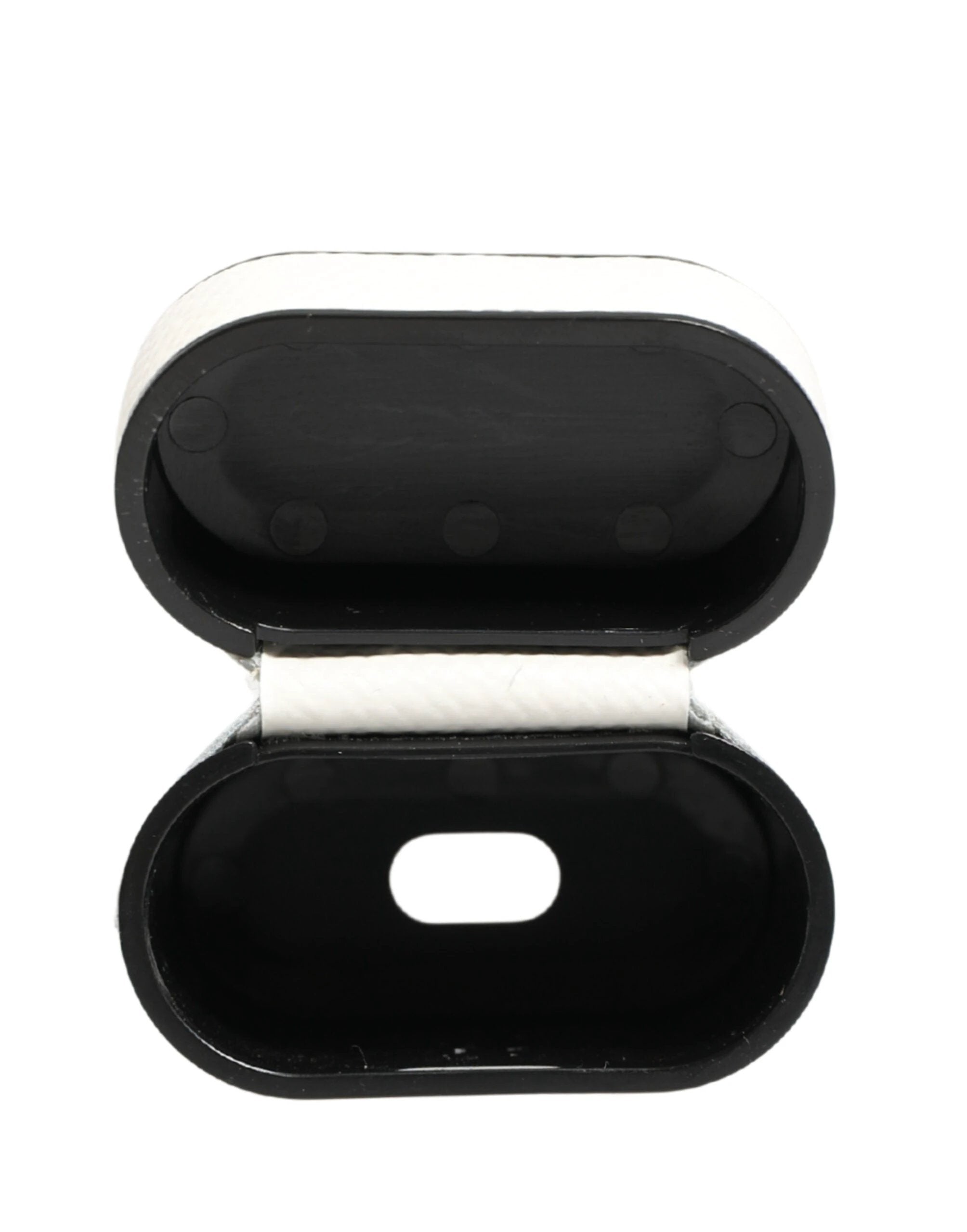 Dolce & Gabbana White Calf Leather Logo Flip Holder Strap Airpods Case