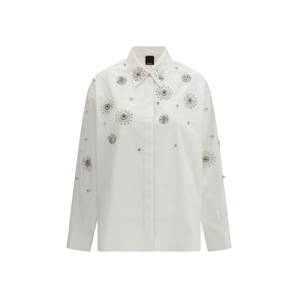 Chemise PINKO en cuir de veau blanc à motif Bos Taurus