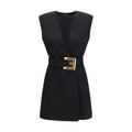 Robe de cocktail Balmain en laine polaire noire