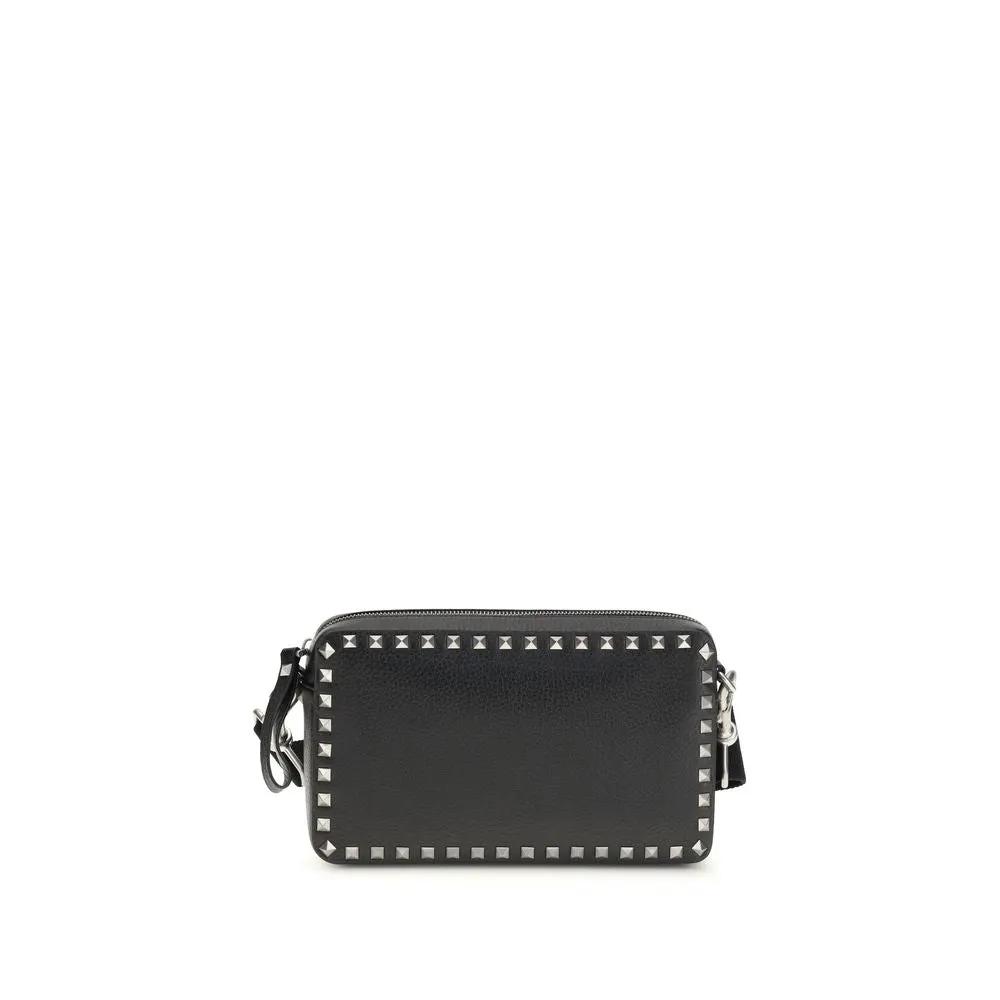 Valentino Garavani Black Calf Leather Bos Taurus Shoulder Bag