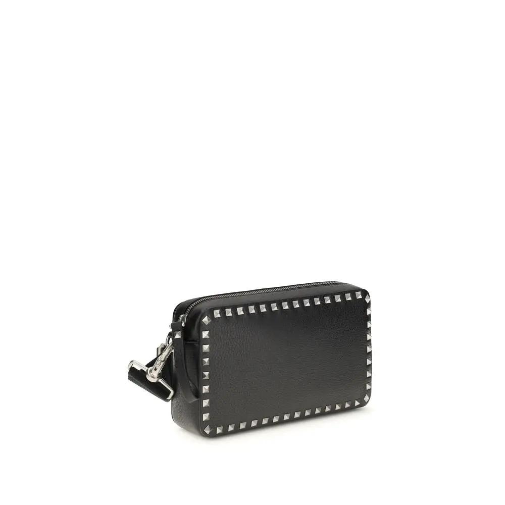 Valentino Garavani Black Calf Leather Bos Taurus Shoulder Bag