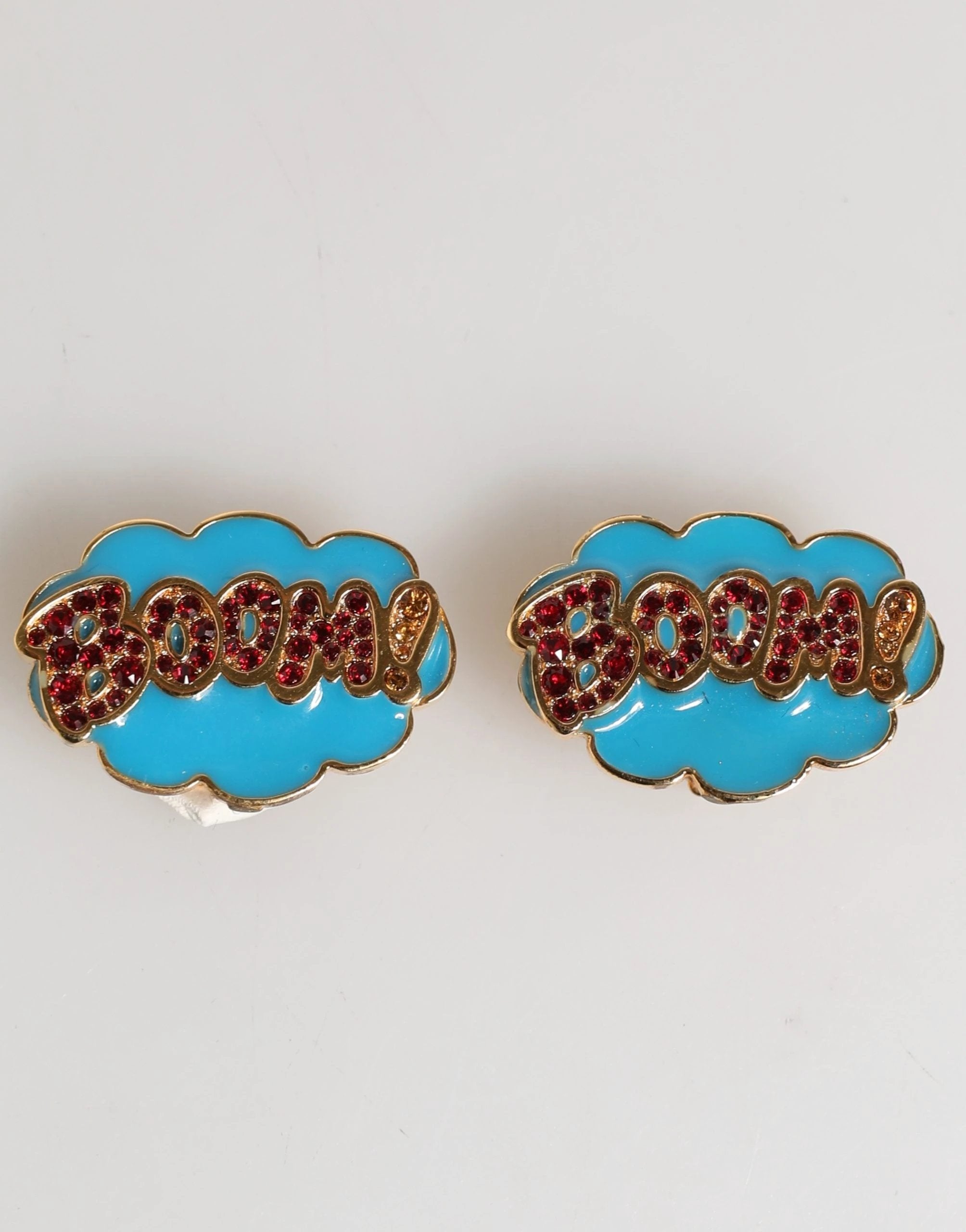 Dolce &amp; Gabbana Boucles d'oreilles à clip BOOM en laiton doré et cristal, motif dessin animé, pour femme