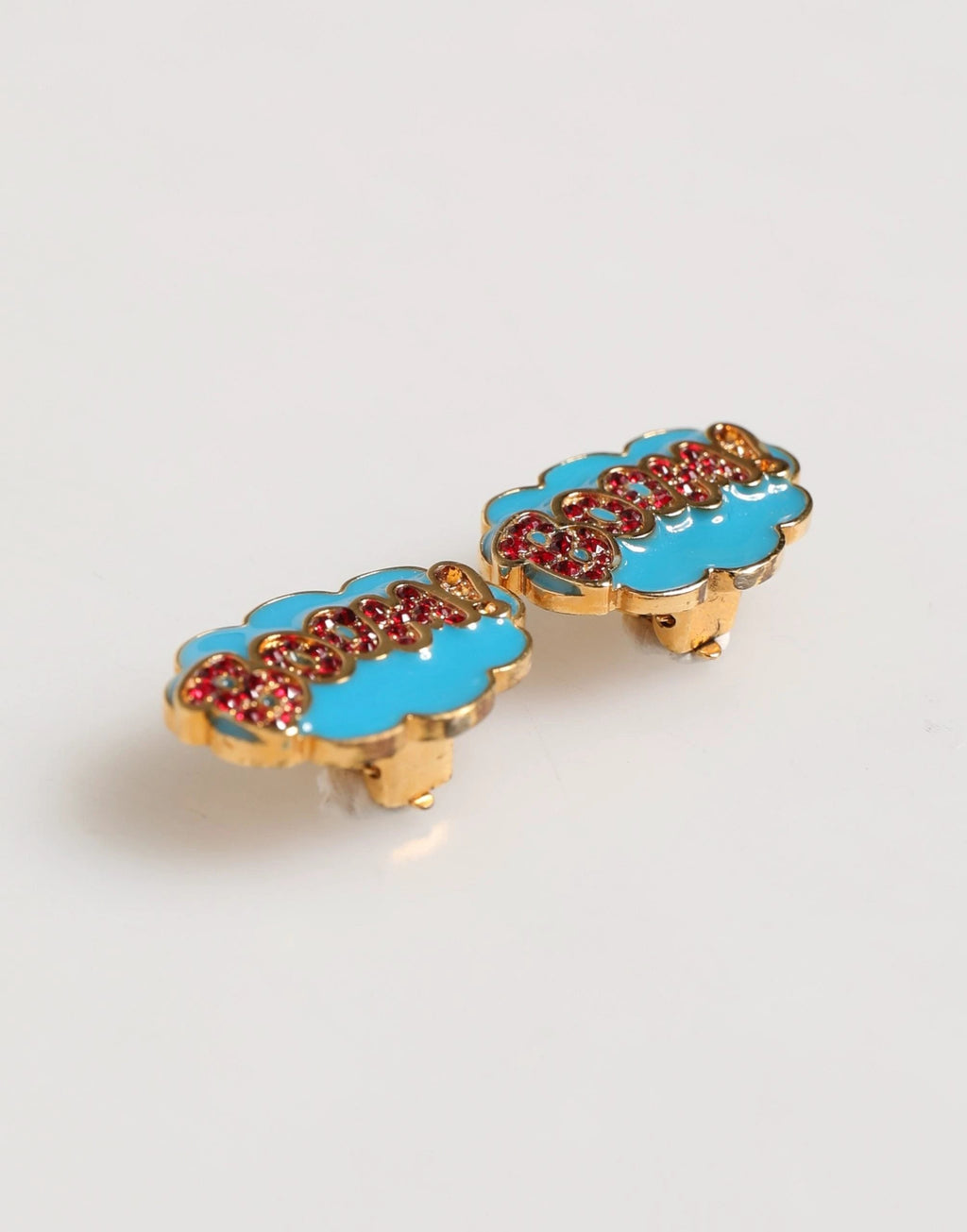Dolce &amp; Gabbana Boucles d'oreilles à clip BOOM en laiton doré et cristal, motif dessin animé, pour femme