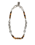 Bracelet Dolce &amp; Gabbana en laiton argenté avec chaîne, perles et logo DG