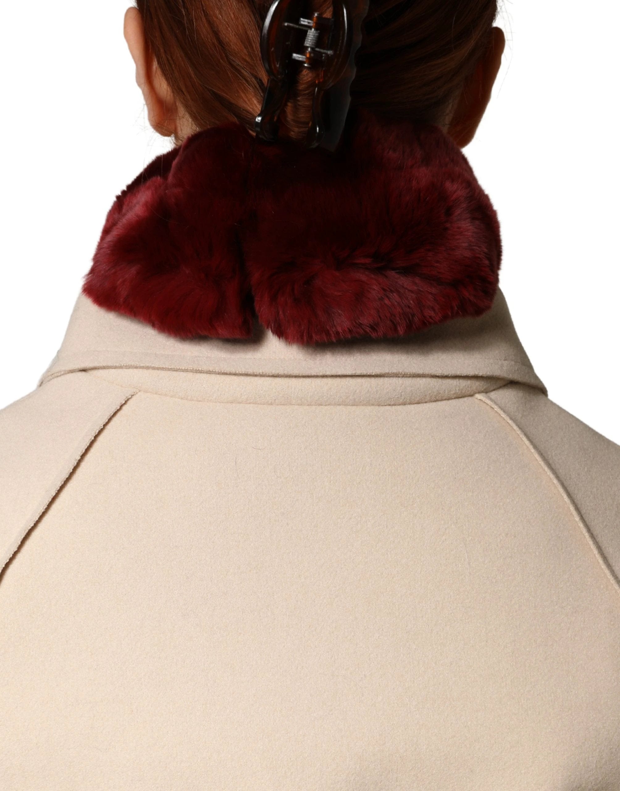 Dolce & Gabbana Red Lamb Fur Collar Women Neck Wrap 50cm x 8cm Scarf