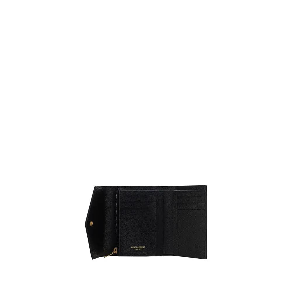 Portefeuille Bos Taurus en cuir de veau noir Saint Laurent