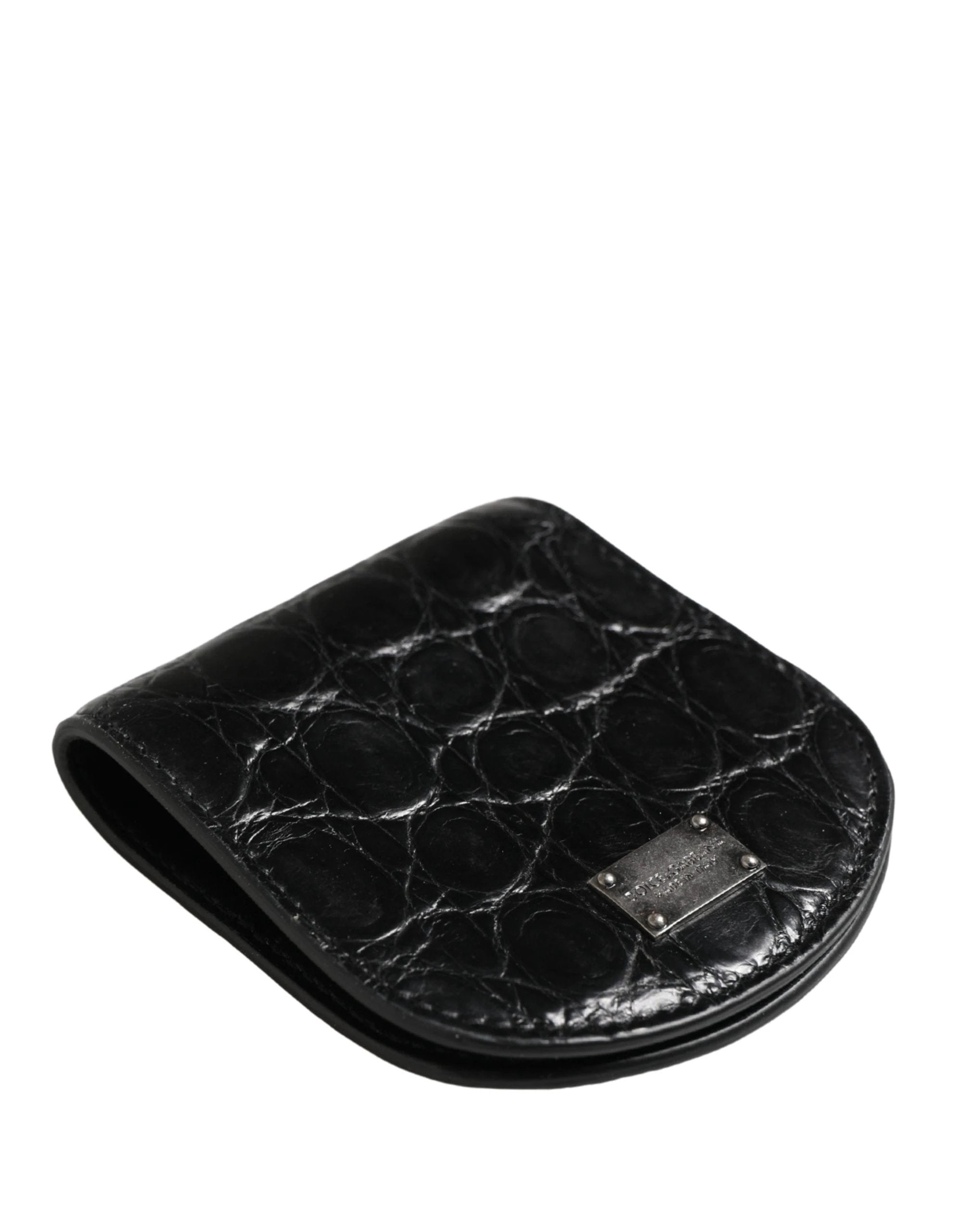 Dolce & Gabbana Black Exotic Skin Condom Case Holder Pocket Wallet