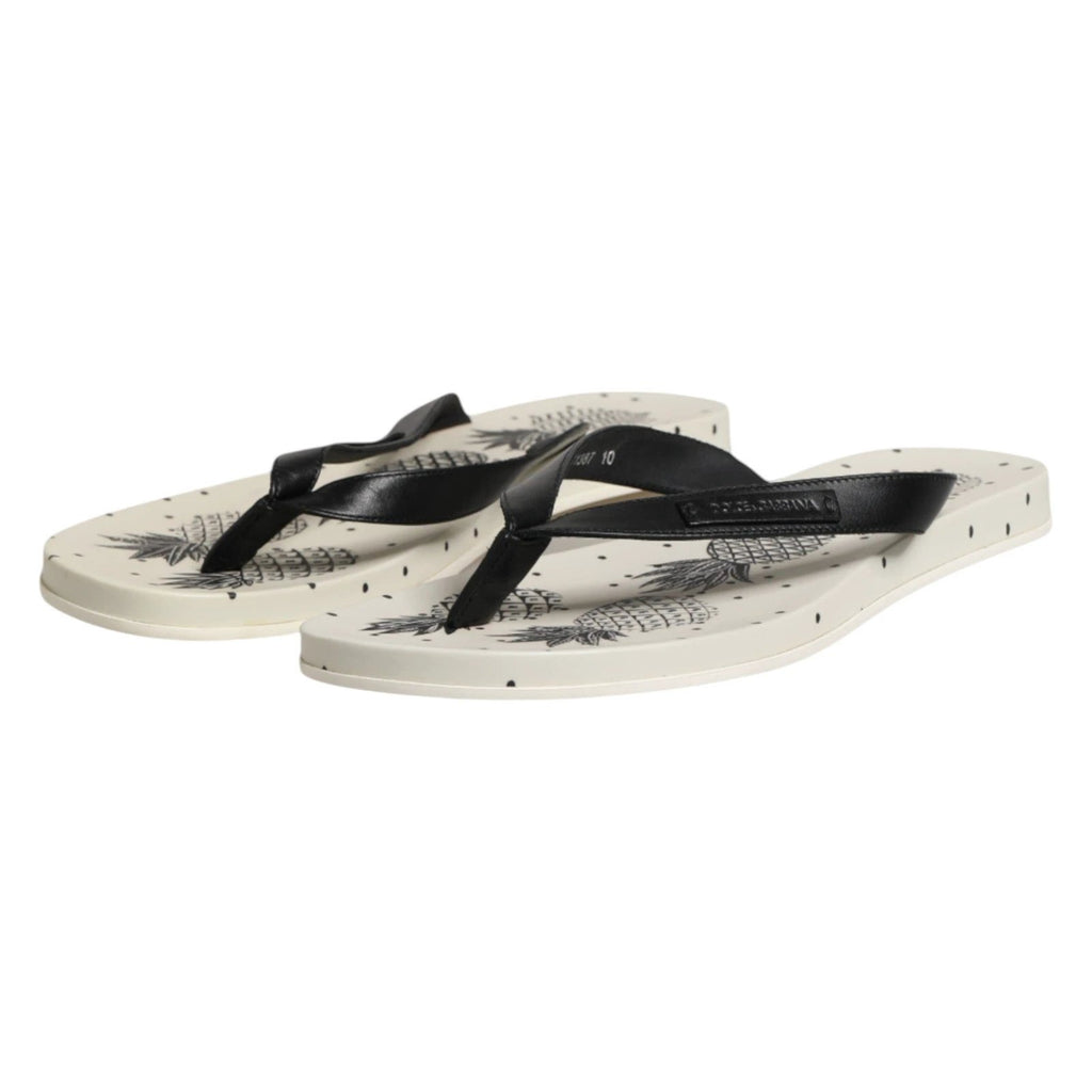 Sandales Dolce &amp; Gabbana blanches à imprimé ananas