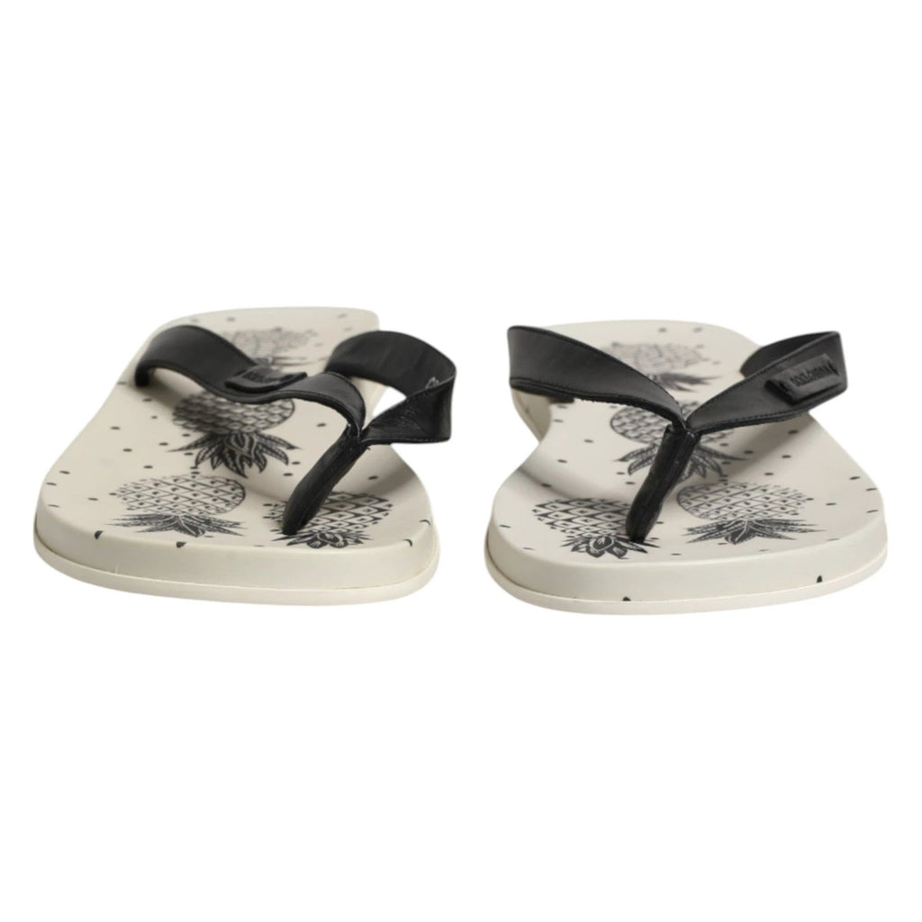 Sandales Dolce &amp; Gabbana blanches à imprimé ananas