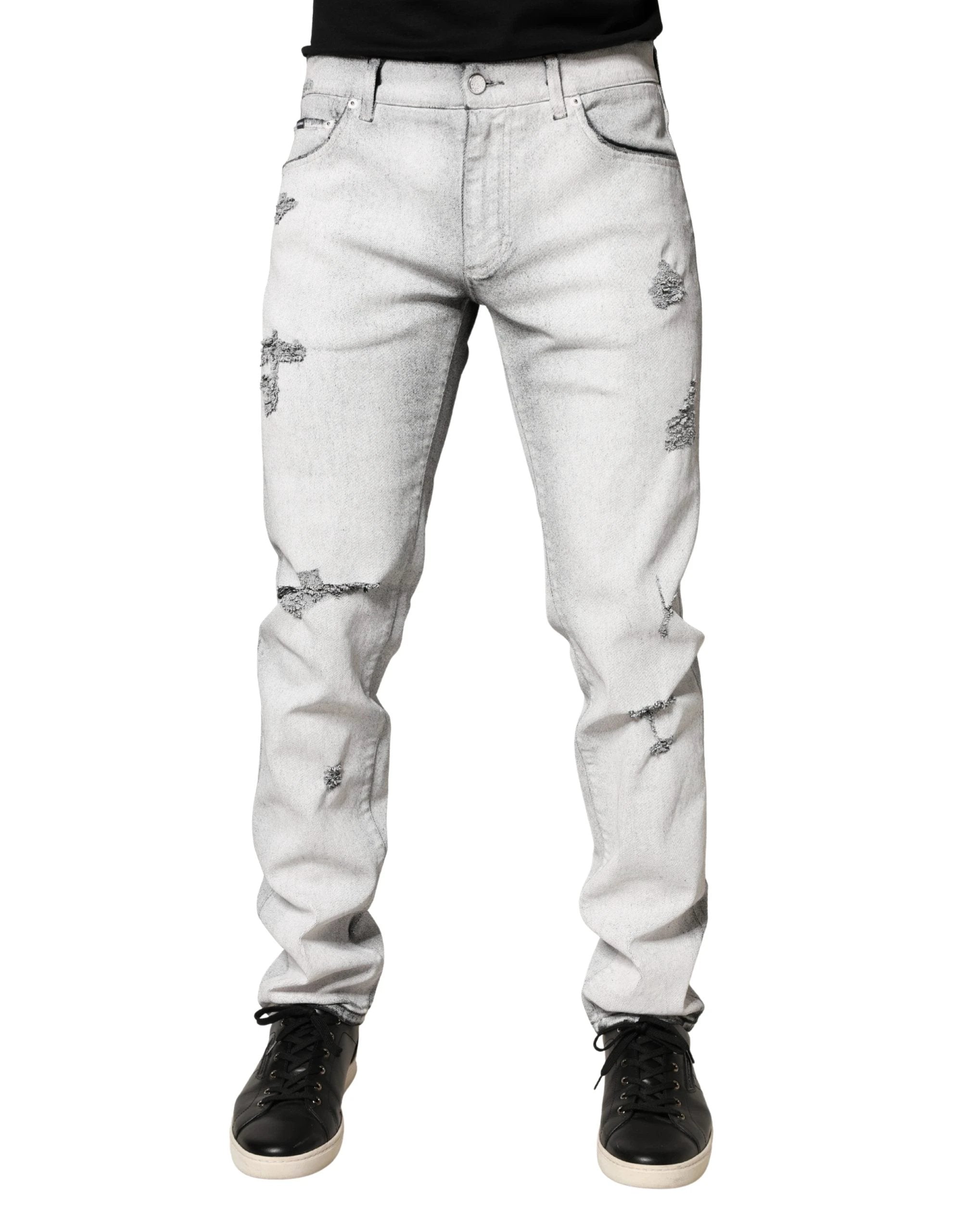 Jean skinny gris clair délavé pour homme Dolce &amp; Gabbana
