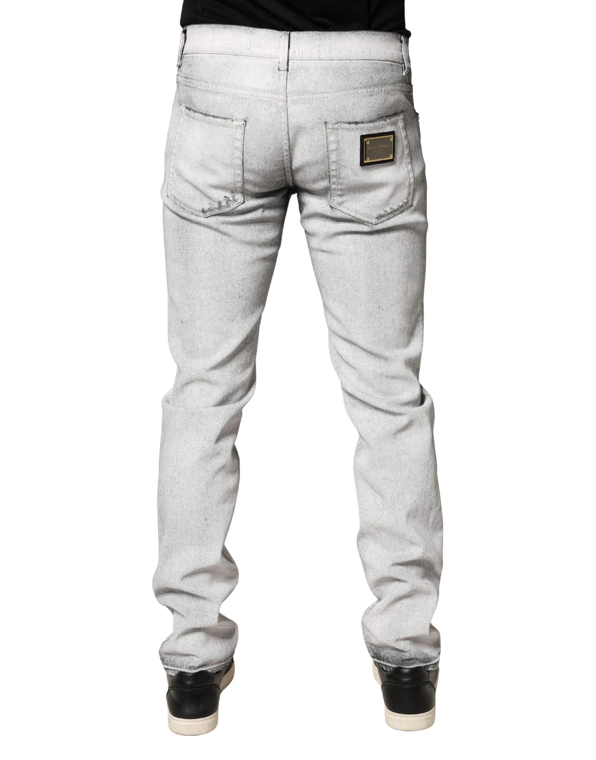 Jean skinny gris clair délavé pour homme Dolce &amp; Gabbana