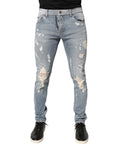 Dolce & Gabbana Light Blue Distressed Skinny Men Denim Jeans Dolce & Gabbana