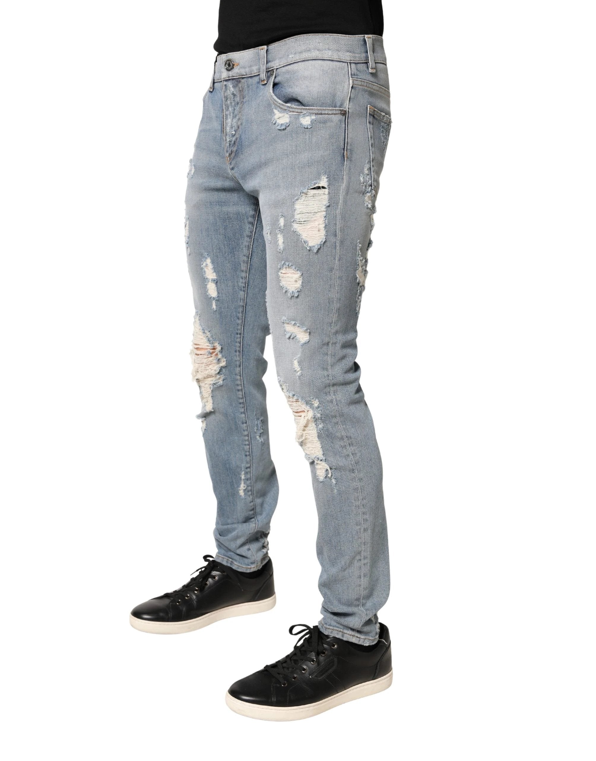Jean skinny bleu clair délavé pour homme Dolce &amp; Gabbana