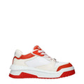 Men’s White & Red Leather Athletic Sneakers – Versace Logo Detail Trainers