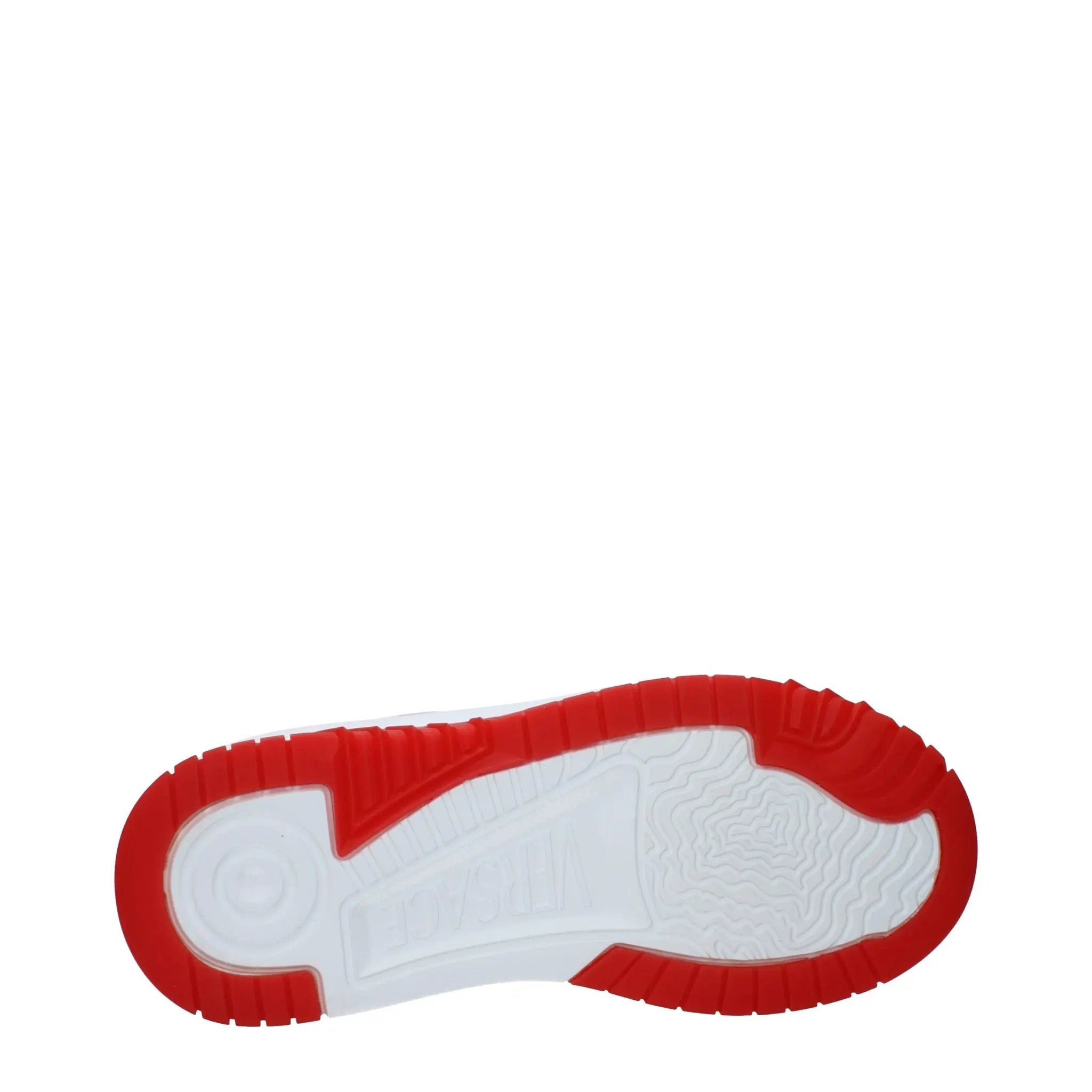 Men’s White & Red Leather Athletic Sneakers – Versace Logo Detail Trainers