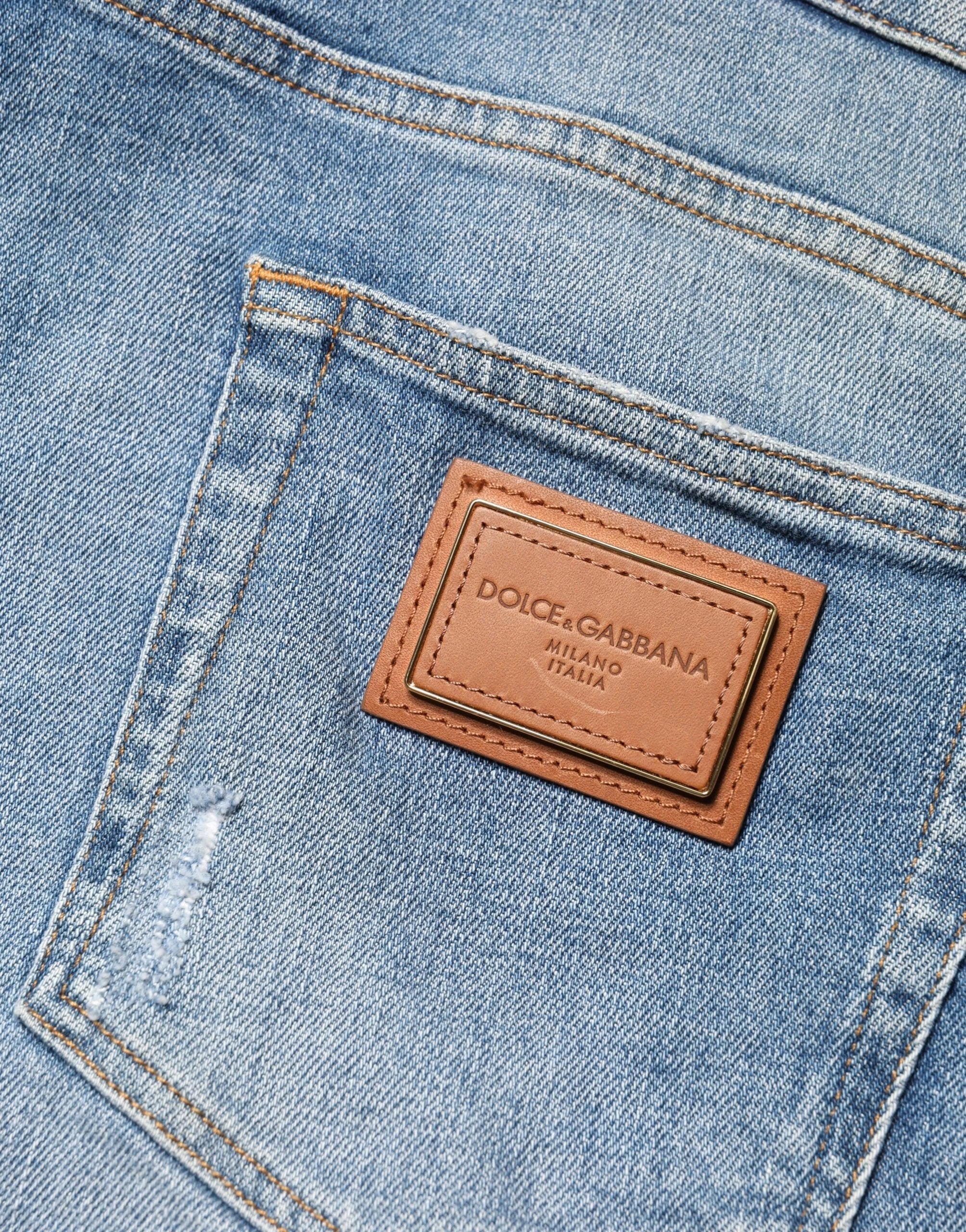 Jean en coton bleu délavé coupe slim pour homme Dolce &amp; Gabbana