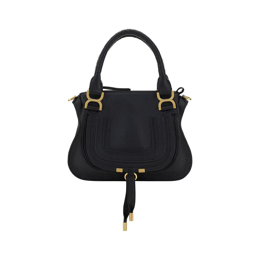 Women’s Black Marcie Leather Shoulder Bag – Chloé Calfskin Iconic Handbag SS26