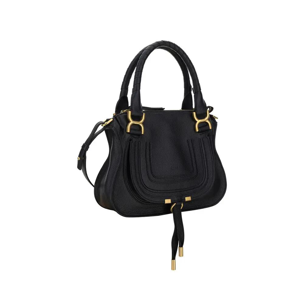 Women’s Black Marcie Leather Shoulder Bag – Chloé Calfskin Iconic Handbag SS26