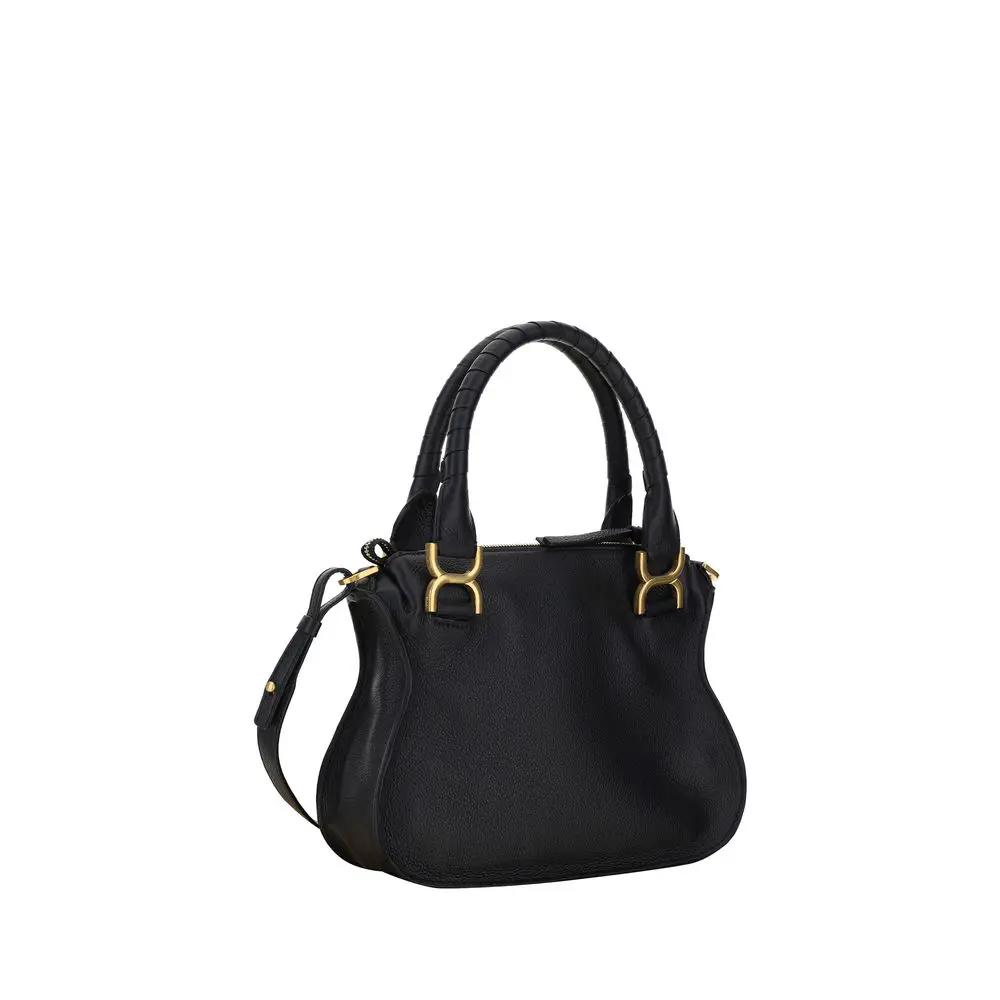 Women’s Black Marcie Leather Shoulder Bag – Chloé Calfskin Iconic Handbag SS26