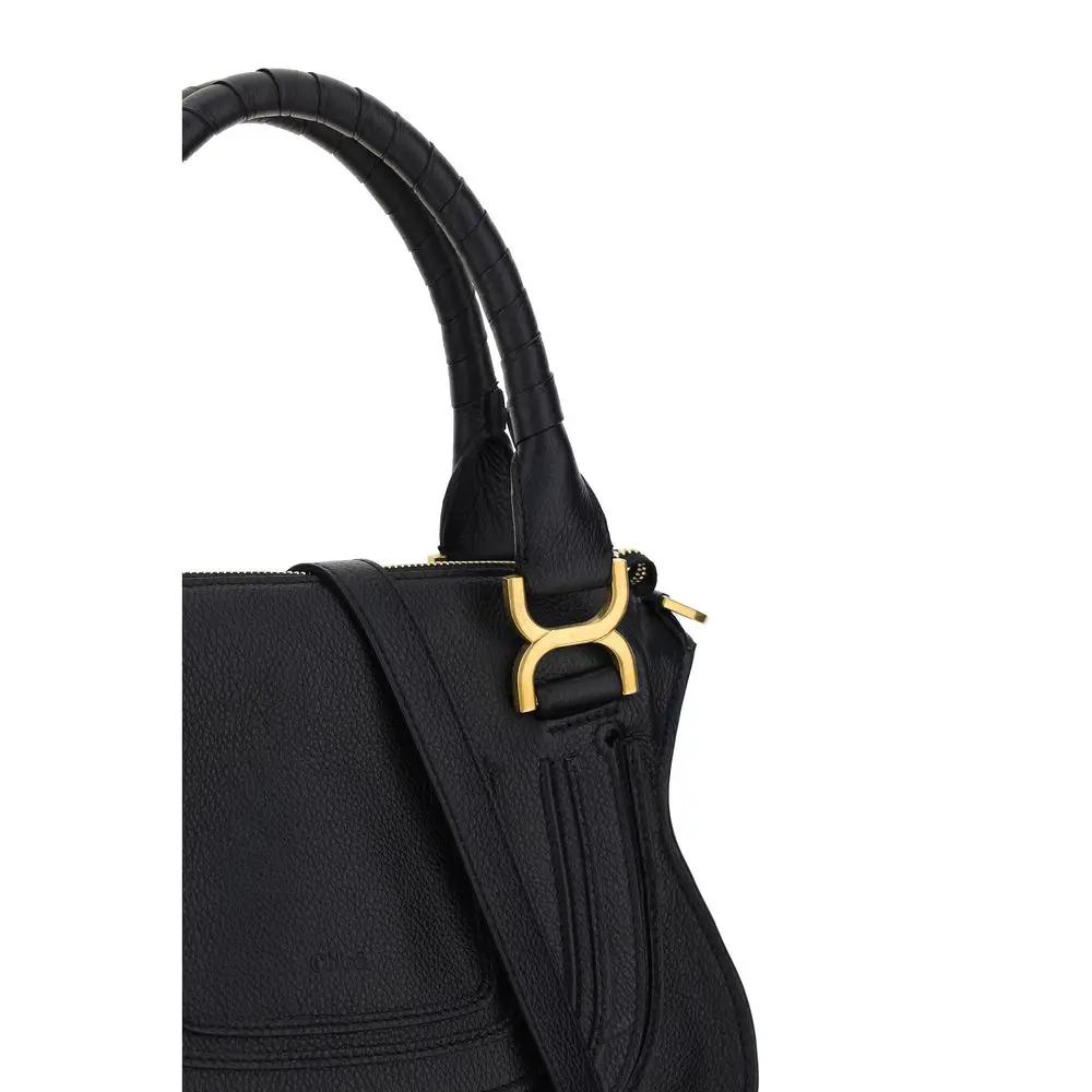 Women’s Black Marcie Leather Shoulder Bag – Chloé Calfskin Iconic Handbag SS26