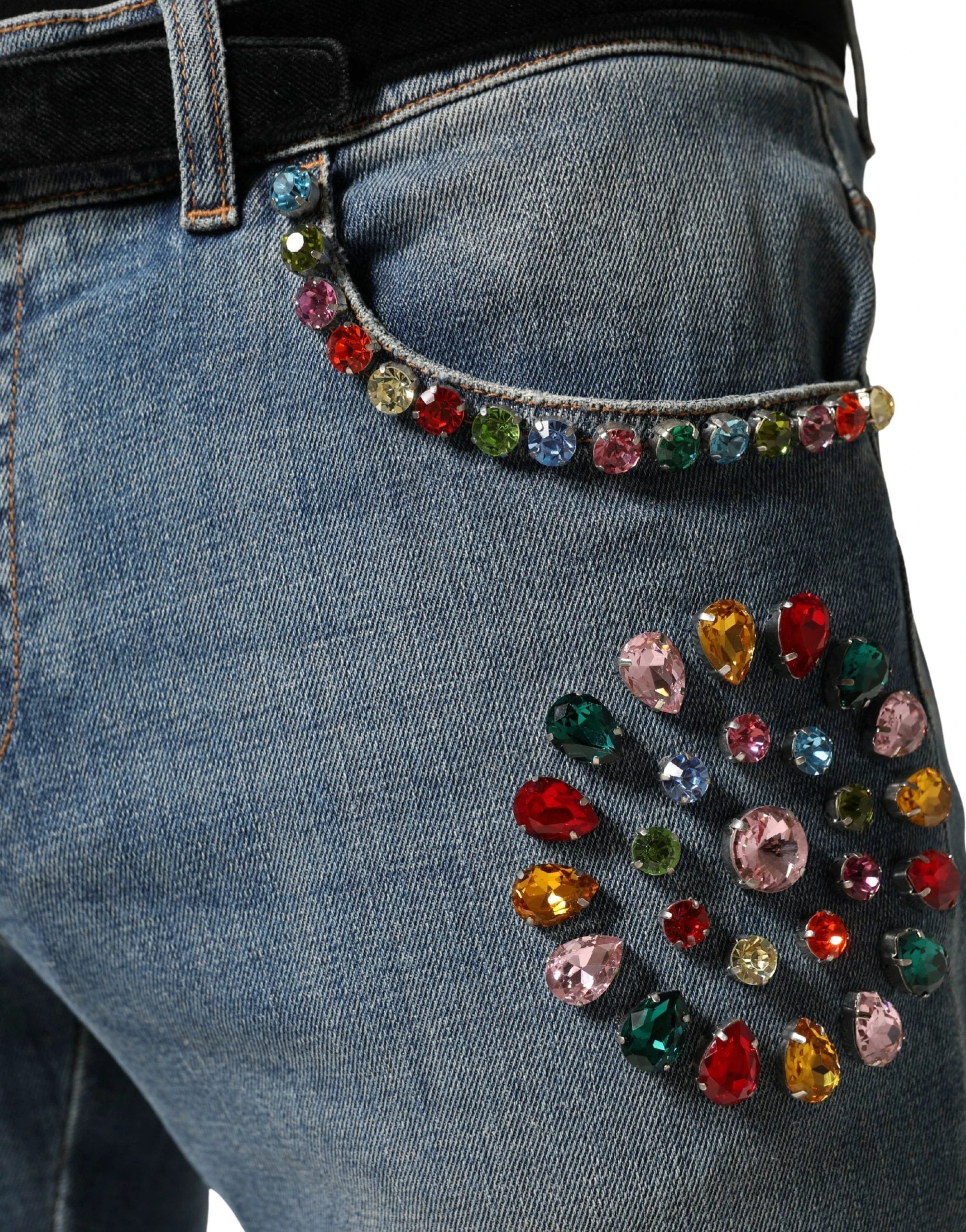 Jean en denim bleu orné Dolce &amp; Gabbana pour homme